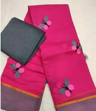 Chanderi Embroidered Saree with Blouse piece