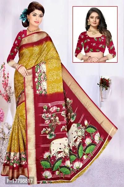 Beautiful Cotton Silk Saree With Blouse Piece For Women