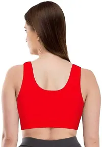 KHODAL Enterprise Women?s Cotton Stretchable Slip On Seamless Sports Air Bra Active Gym Bra, Sports Bra/Workout Bra/Yoga Bra/Running Bra Non Padded- Pack of 3 (Red)-34-thumb2