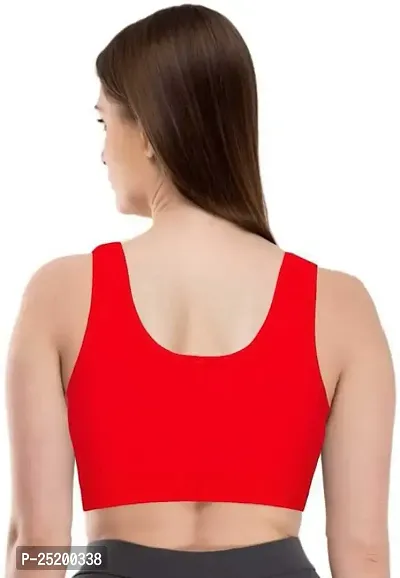 KHODAL Enterprise Women?s Cotton Stretchable Slip On Seamless Sports Air Bra Active Gym Bra, Sports Bra/Workout Bra/Yoga Bra/Running Bra Non Padded- Pack of 3 (Red)-34-thumb3