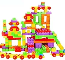 Toys Icon 100Pcs DIY Plastic Building Blocks for Kids Puzzle Games, Toys for Children Educational  Learning Toy for Girls  Boys - (100+ Blocks with 12 Wheels) Multicolor (100 Pieces)-thumb1