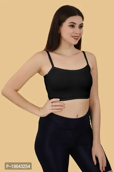 Girls Beginners Sports Bra/Crop top/Inner Slip/ -Black -Skin--pack of 02-thumb3