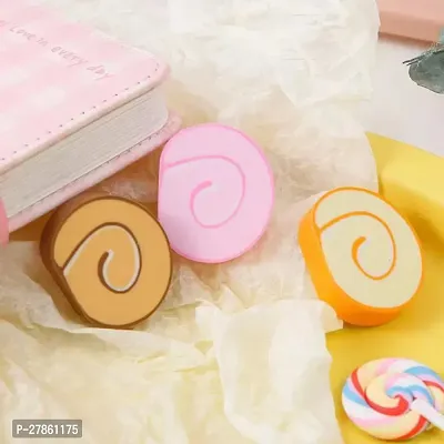 (Pack of 3) Swiss Roll Shapes Eraser Unique Design Eraser Kit For Kids.-thumb4
