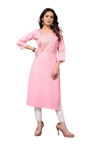 VORTIGA Women Embroidered Blend Straight Kurti