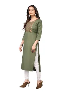 VORTIGA Women's Embroidery Cotton Blend Straight Kurti-thumb1