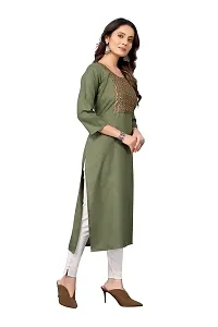 VORTIGA Women's Embroidery Cotton Blend Straight Kurti-thumb2