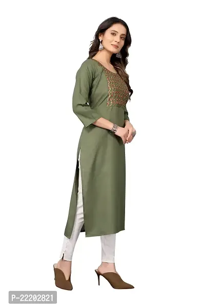 VORTIGA Women's Embroidery Cotton Blend Straight Kurti-thumb3