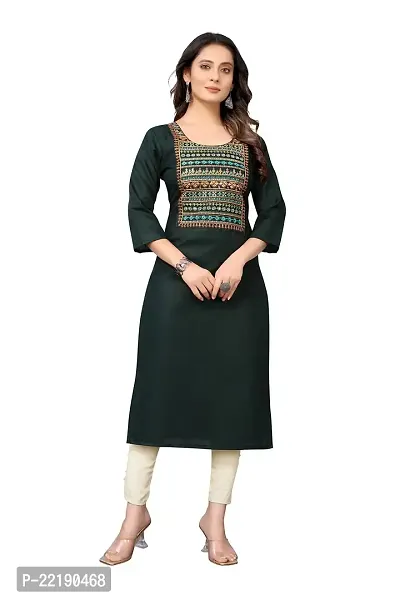 VORTIGA Women Embroidery Cotton Blend Straight Kurti-thumb0