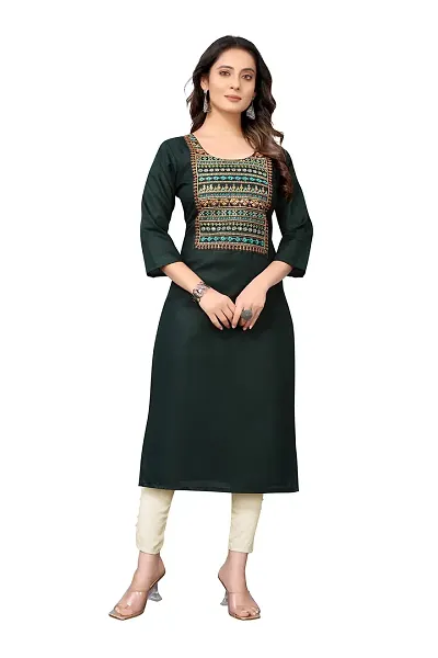 VORTIGA Women Embroidery Blend Straight Kurti