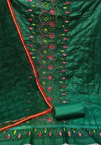 Elegant Cotton Blend Embroidered Dress Material with Dupatta For Women-thumb1