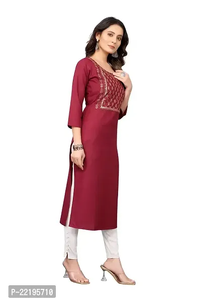 VORTIGA Women Embroidered Cotton Blend Straight Kurti-thumb4