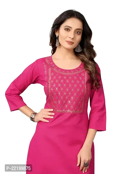 VORTIGA Women Embroidered Cotton Blend Straight Kurti-thumb3