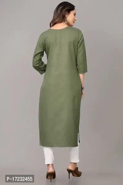 Stylish Straight Green Cotton Blend Kurta-thumb3