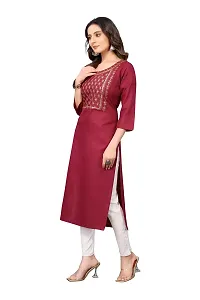 VORTIGA Women Embroidered Cotton Blend Straight Kurti-thumb1