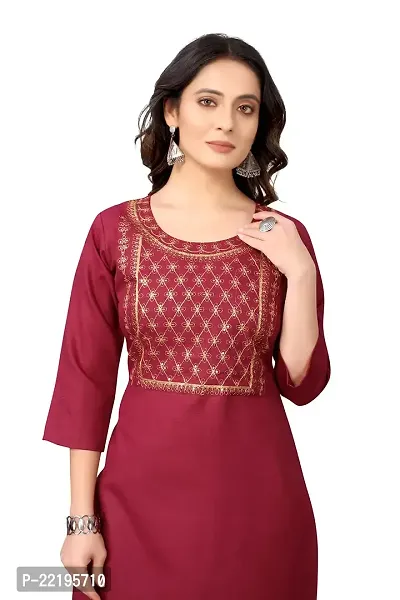 VORTIGA Women Embroidered Cotton Blend Straight Kurti-thumb3