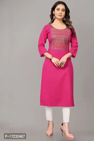 Stylish Straight Red Cotton Blend Kurta