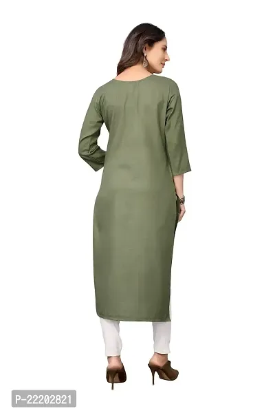 VORTIGA Women's Embroidery Cotton Blend Straight Kurti-thumb4