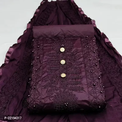 VORTIGA Women's Pure Cotton Un-Stitched Dress Material (Purple)-thumb2