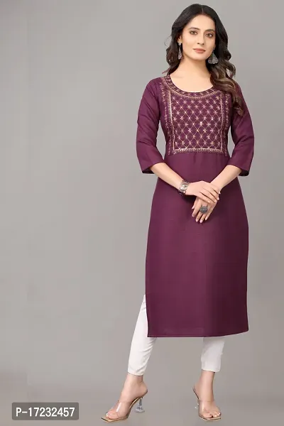 Stylish Straight Purple Cotton Blend Kurta-thumb0