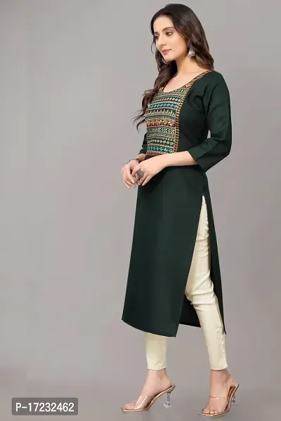 Stylish Straight Green Cotton Blend Kurta-thumb2