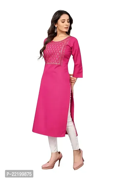 VORTIGA Women Embroidered Cotton Blend Straight Kurti-thumb2