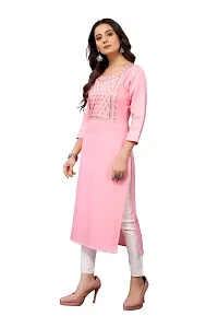 VORTIGA Women Embroidered Cotton Blend Straight Kurti-thumb1