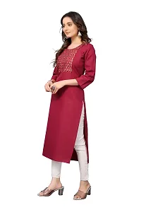 VORTIGA Women's Embroidery Cotton Blend Straight Kurti-thumb1