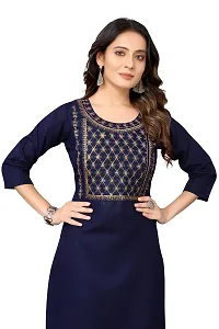 VORTIGA Women Embroidered Cotton Blend Straight Kurti-thumb2