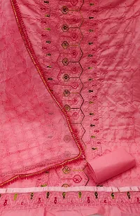 Elegant Cotton Blend Embroidered Dress Material with Dupatta For Women-thumb1