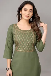 Stylish Straight Green Cotton Blend Kurta-thumb3