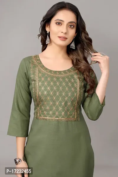 Stylish Straight Green Cotton Blend Kurta-thumb4