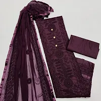 VORTIGA Women's Pure Cotton Un-Stitched Dress Material (Purple)-thumb2