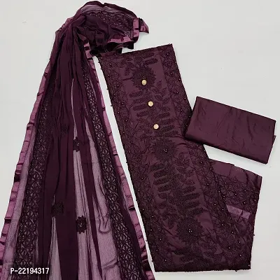 VORTIGA Women's Pure Cotton Un-Stitched Dress Material (Purple)-thumb3