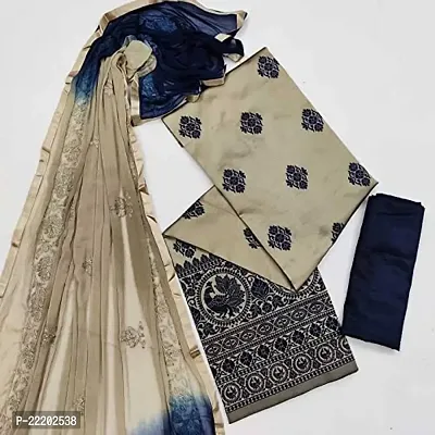 VORTIGA Women's Cotton Un-Stitched embroidery New Design Dress Material. {Blue}-thumb2