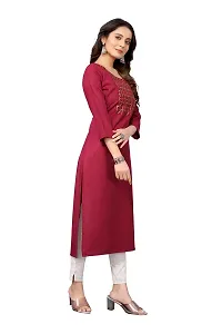 VORTIGA Women's Embroidery Cotton Blend Straight Kurti-thumb2