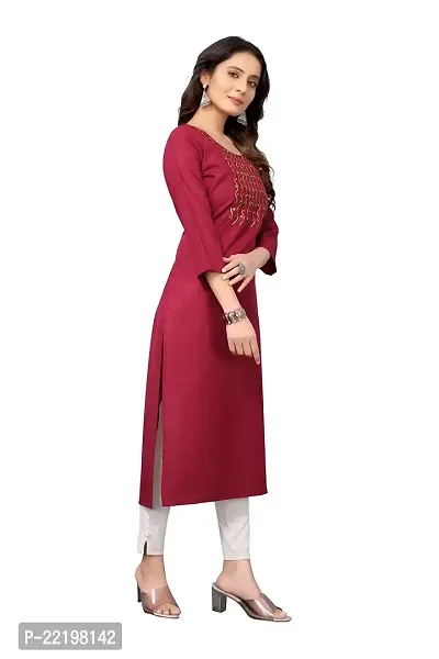 VORTIGA Women's Embroidery Cotton Blend Straight Kurti-thumb3