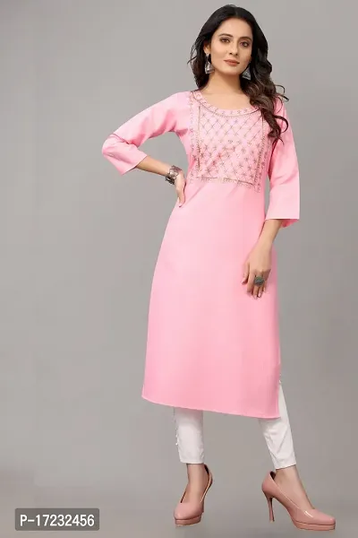 Stylish Straight Pink Cotton Blend Kurta