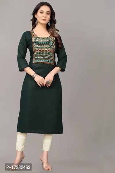 Stylish Straight Green Cotton Blend Kurta