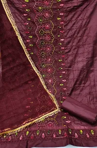 Elegant Cotton Blend Embroidered Dress Material with Dupatta For Women-thumb1