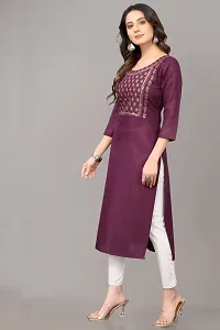 Stylish Straight Purple Cotton Blend Kurta-thumb1