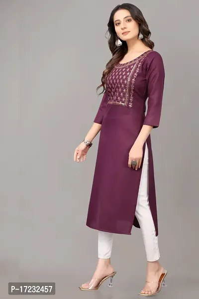 Stylish Straight Purple Cotton Blend Kurta-thumb2