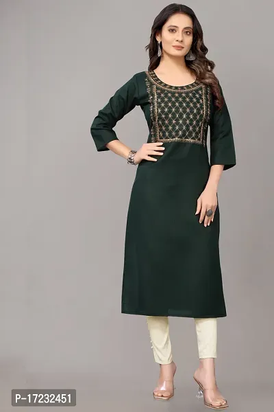 Stylish Straight Green Cotton Blend Kurta