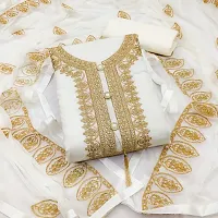 Elegant  Cotton Blend Embroidered Dress Material with Dupatta For Women-thumb1