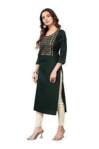 VORTIGA Women Embroidered Cotton Blend Straight Kurti-thumb1