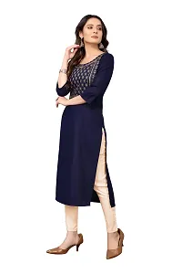 VORTIGA Women Embroidered Cotton Blend Straight Kurti-thumb1