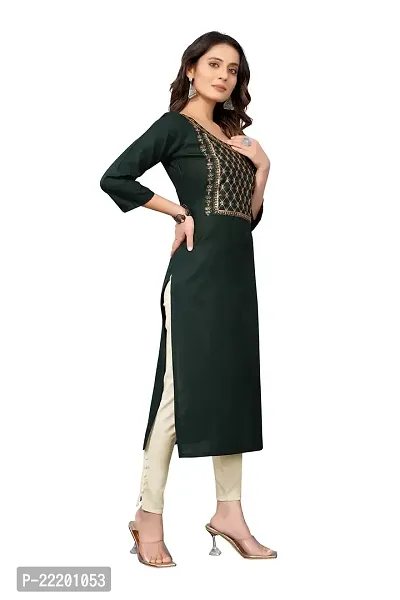 VORTIGA Women Embroidered Cotton Blend Straight Kurti-thumb4