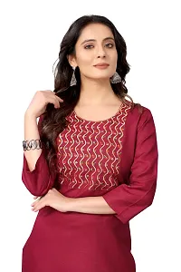 VORTIGA Women's Embroidery Cotton Blend Straight Kurti-thumb4