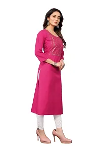 VORTIGA Women Embroidered Cotton Blend Straight Kurti-thumb3