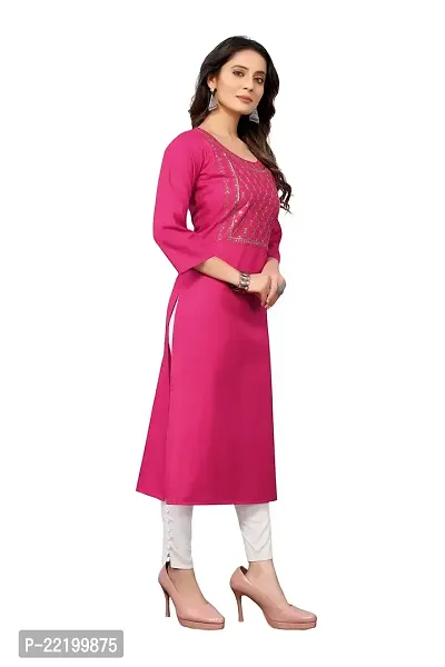 VORTIGA Women Embroidered Cotton Blend Straight Kurti-thumb4