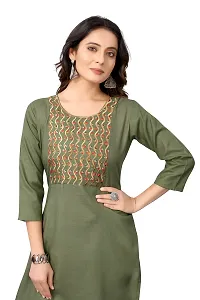 VORTIGA Women's Embroidery Cotton Blend Straight Kurti-thumb4